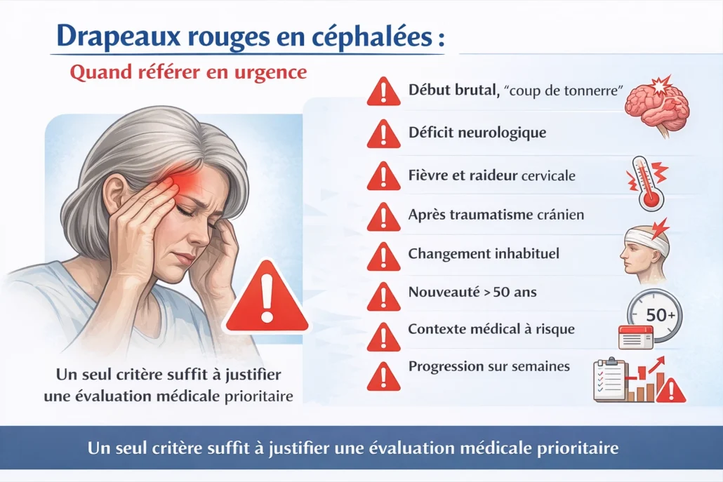 Illustration des mécanismes pouvant contribuer aux maux de tête