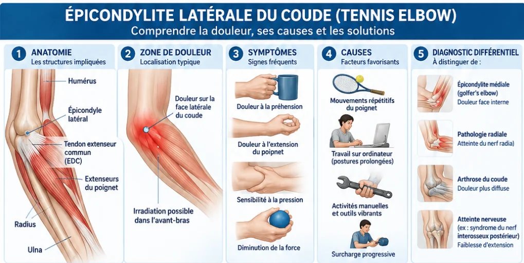 Visuel éducatif sur la douleur latérale du coude — Osteomag
