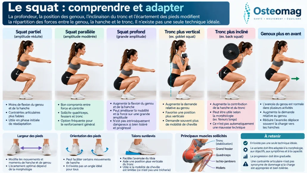Comparaison des adaptations du squat selon la profondeur et les appuis