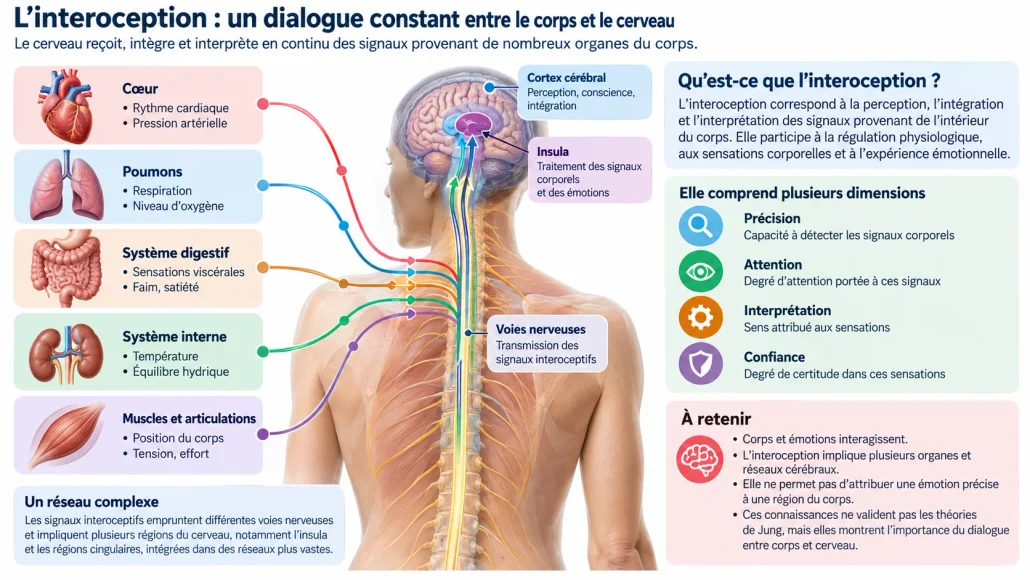 L’interoception correspond à la perception et à l’intégration par le système nerveux de nombreux signaux provenant de l’intérieur du corps.