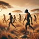 DALL·E 2024-11-12 07.04.08 – A realistic digital illustration of a group of hominins adapted for upright walking in a prehistoric savannah landscape. The scene shows multiple homi