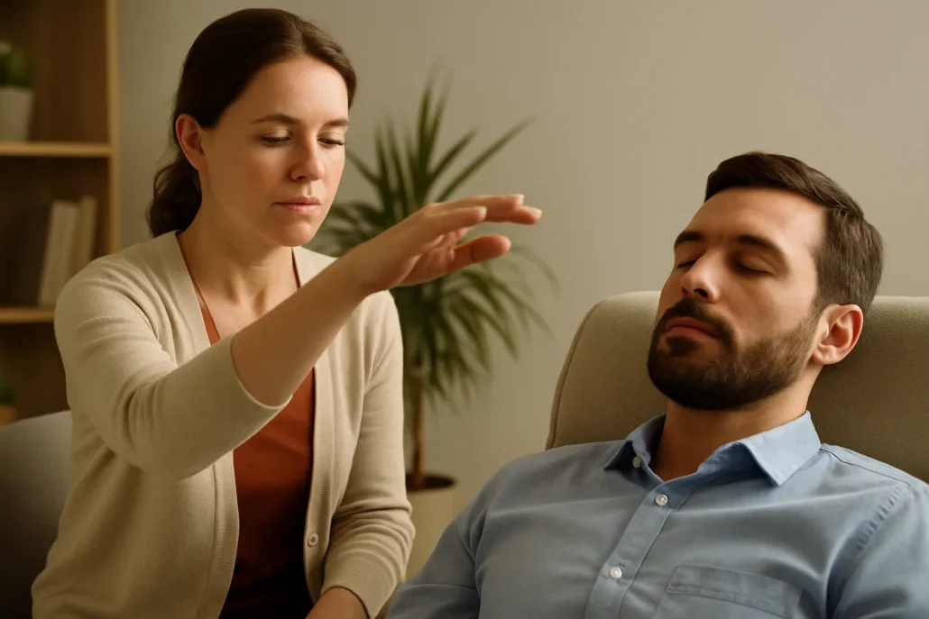 Illustration d’une séance d’hypnose dans un cadre professionnel