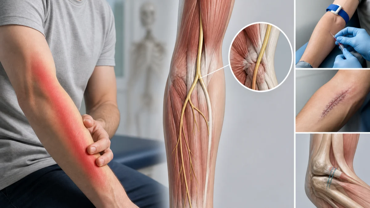 Neuropathie du nerf cutané latéral de l’avant-bras : douleur après chirurgie ou prise de sang Neuropathie du nerf cutané latéral de l’avant-bras : douleur après chirurgie ou prise de sang