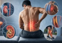 When “Mechanical” Pain Is Not: Conditions That Can Mimic a Musculoskeletal Problem Illustrative montage of back pain and possible non-musculoskeletal sources; not a diagnostic anatomical diagram.