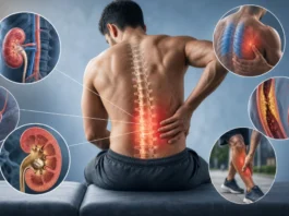 When “Mechanical” Pain Is Not: Conditions That Can Mimic a Musculoskeletal Problem Illustrative montage of back pain and possible non-musculoskeletal sources; not a diagnostic anatomical diagram.