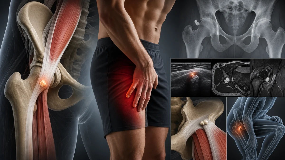 Tendinopathie calcifiante du droit fémoral : une cause rare de douleur aiguë à la hanche Tendinopathie calcifiante du droit fémoral : une cause rare de douleur aiguë à la hanche