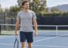 Joueur de tennis tenant sa raquette dans sa main dominante, illustrant les adaptations naturelles liées au sport.