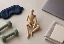 Composition symbolique associant corps, sommeil, activité physique et travail pour illustrer les multiples facteurs de douleur.