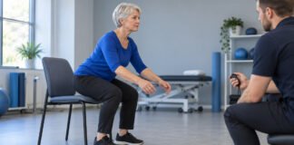 Observation d’un lever de chaise pour évaluer une évolution fonctionnelle.