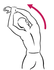 Dessin d’un étirement du grand dorsal, à adapter selon le bilan.