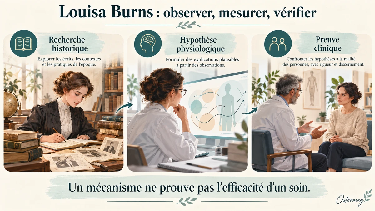 Recherche historique, hypothèse physiologique et preuve clinique : un mécanisme ne prouve pas l’efficacité d’un soin.