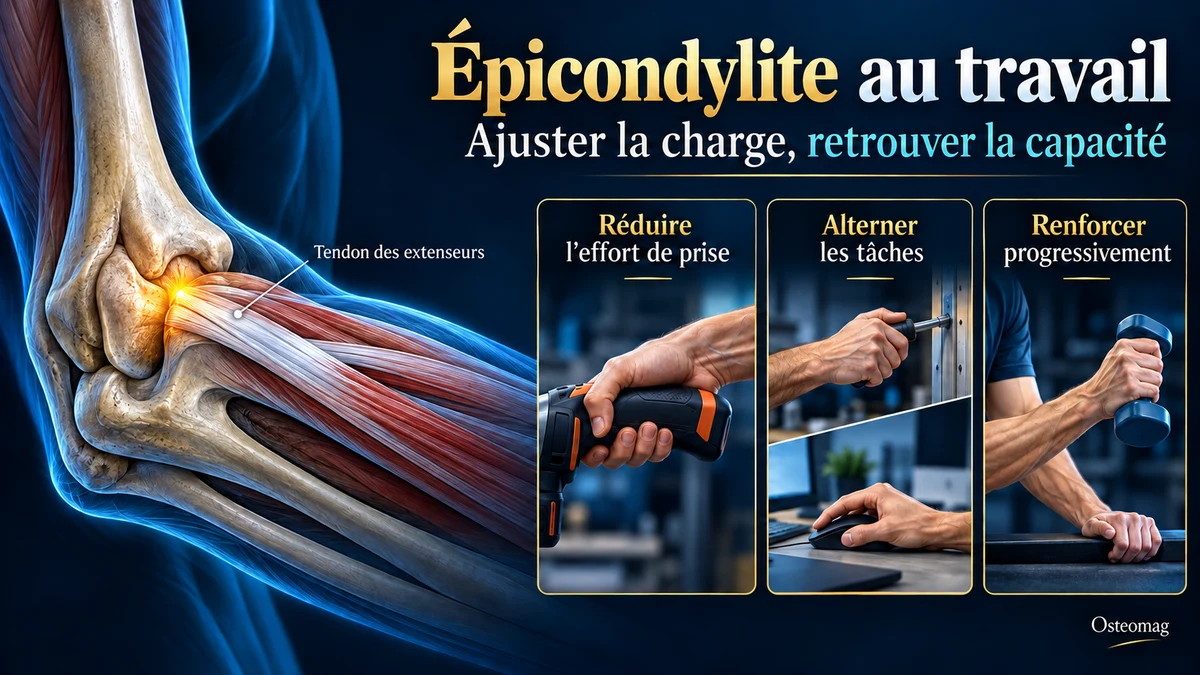 Anatomie du tendon commun des extenseurs au coude et principes de gestion de l’épicondylite au travail.