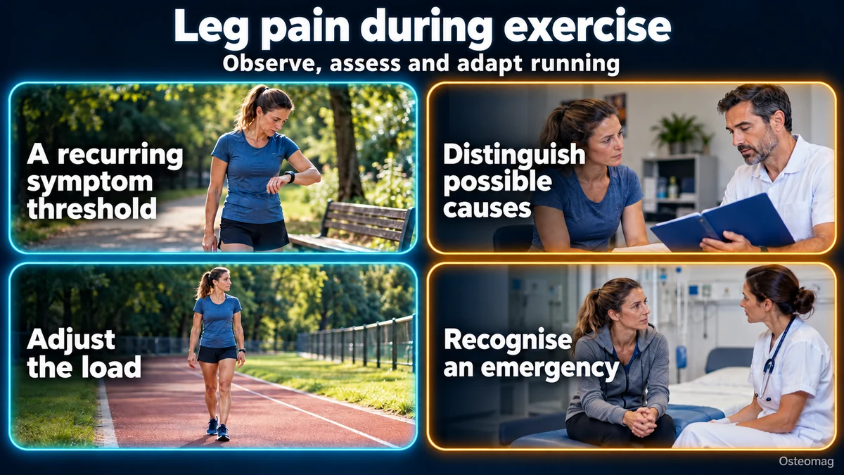 Exercise-related lower-leg pain: observe the symptom threshold, distinguish causes, adjust load and recognise an emergency.