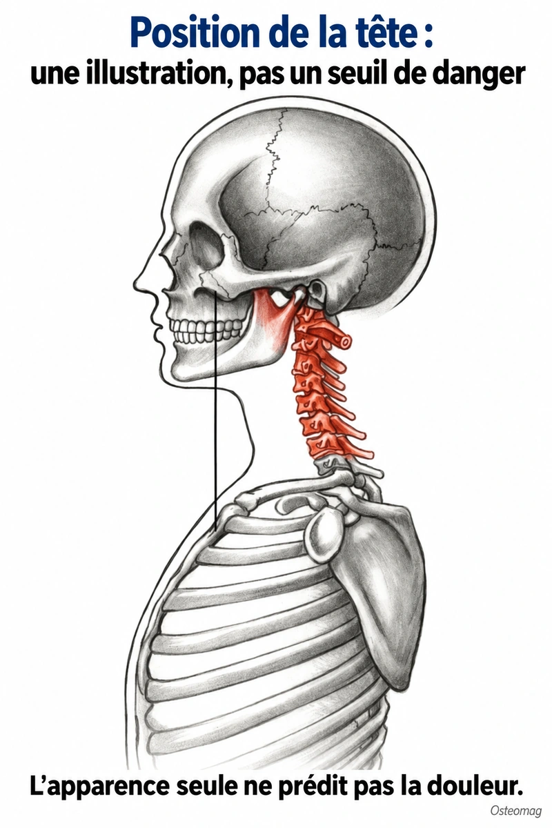 Illustration de profil du crâne et du rachis cervical