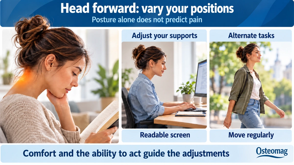 Three examples of daily activities and positions