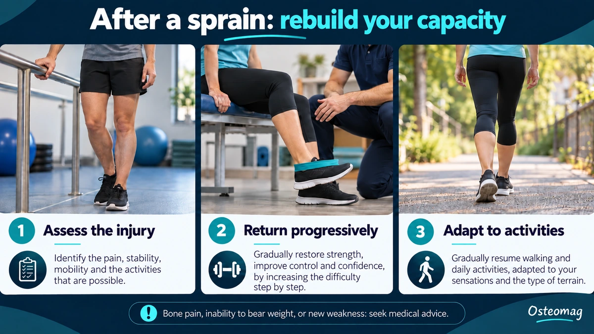 Assessment and progressive return after a sprain