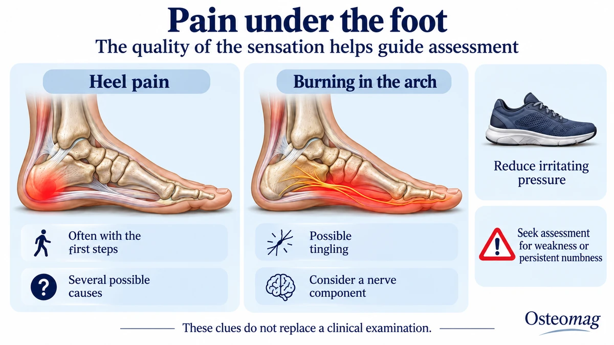 Clues for distinguishing heel pain from burning in the plantar arch