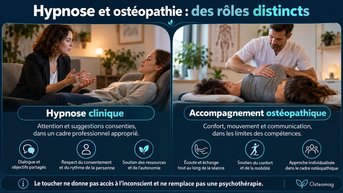 Hypnose clinique et accompagnement ostéopathique : objectifs distincts