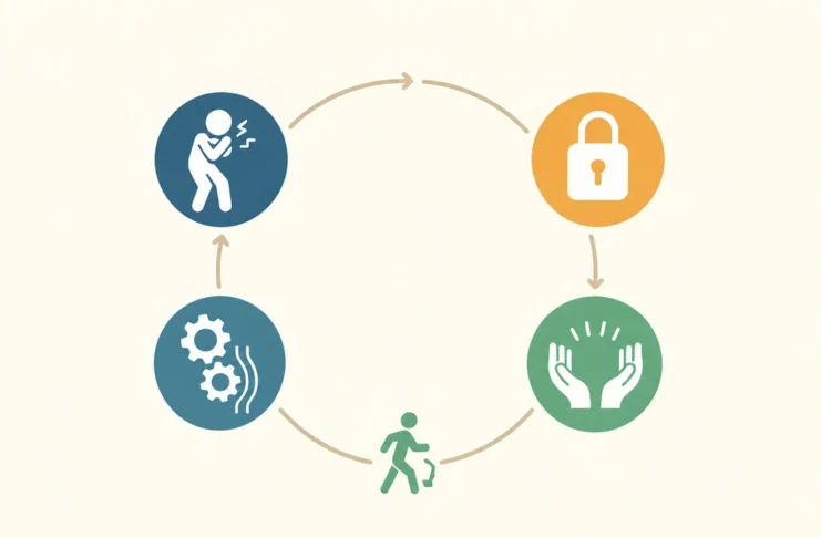 Symbolic illustration of protection and a return to movement
