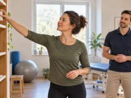 Patient exploring a daily movement with a professional