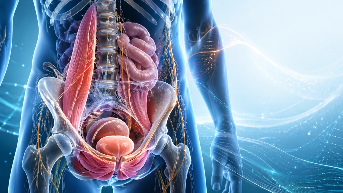 osteomag-56454-cover-fr-a0-v2 Stylized illustration of the lumbopelvic region and internal organs, without text