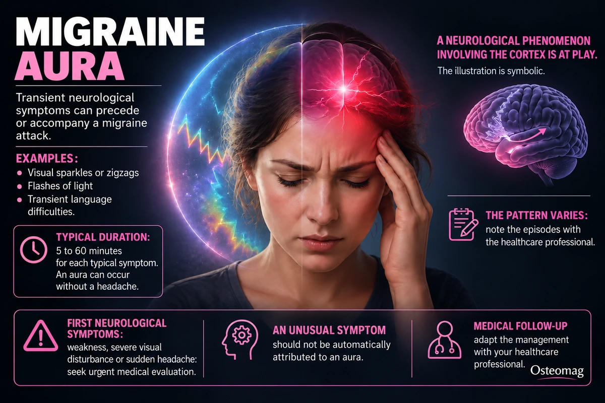 Migraine aura: transient symptoms and unusual neurological signs requiring assessment