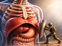 Metaphorical illustration of the diaphragm and protection, not a diagnostic image