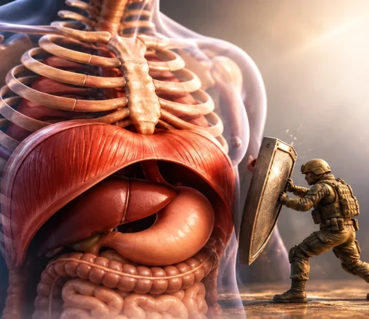 Metaphorical illustration of the diaphragm and protection, not a diagnostic image