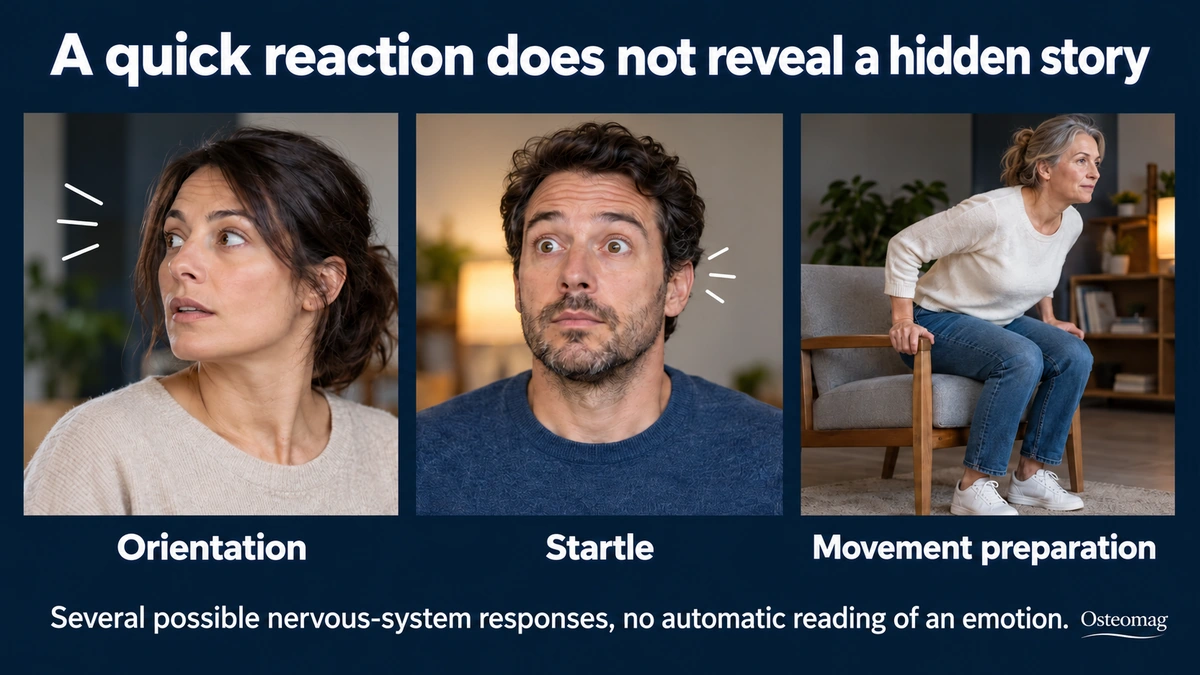Orientation toward information, startle and preparation to stand up.
