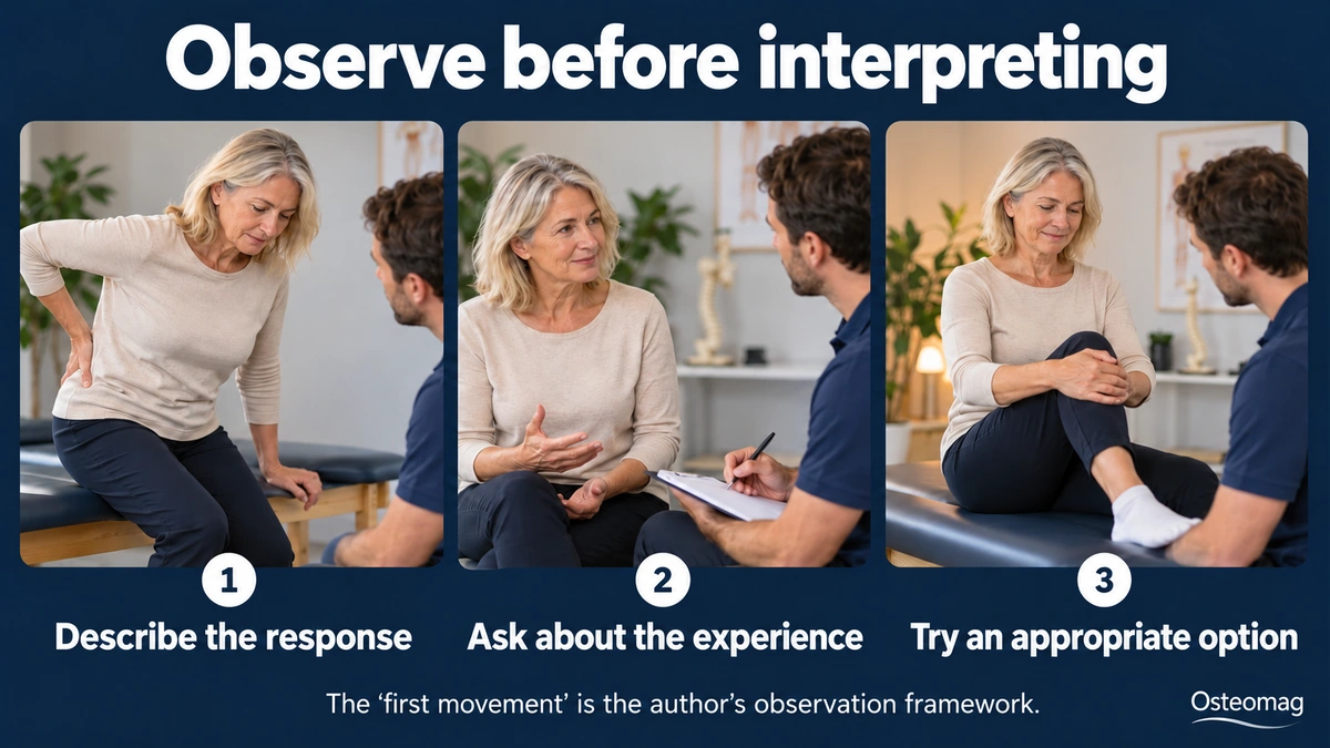 Observing hesitation, discussion with the person and trying adapted movement.