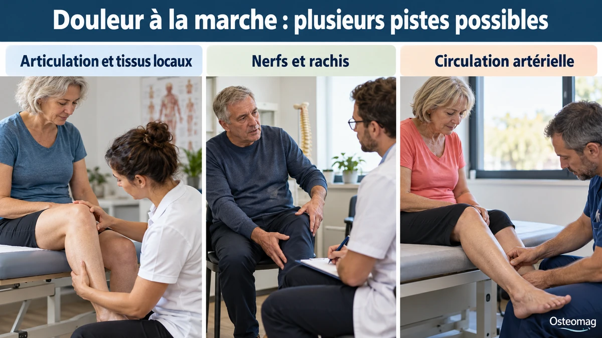 Trois scènes pédagogiques : douleur à la marche : plusieurs pistes possibles.