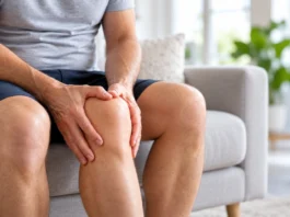 Scène illustrative : un homme assis pose les mains sur son genou.