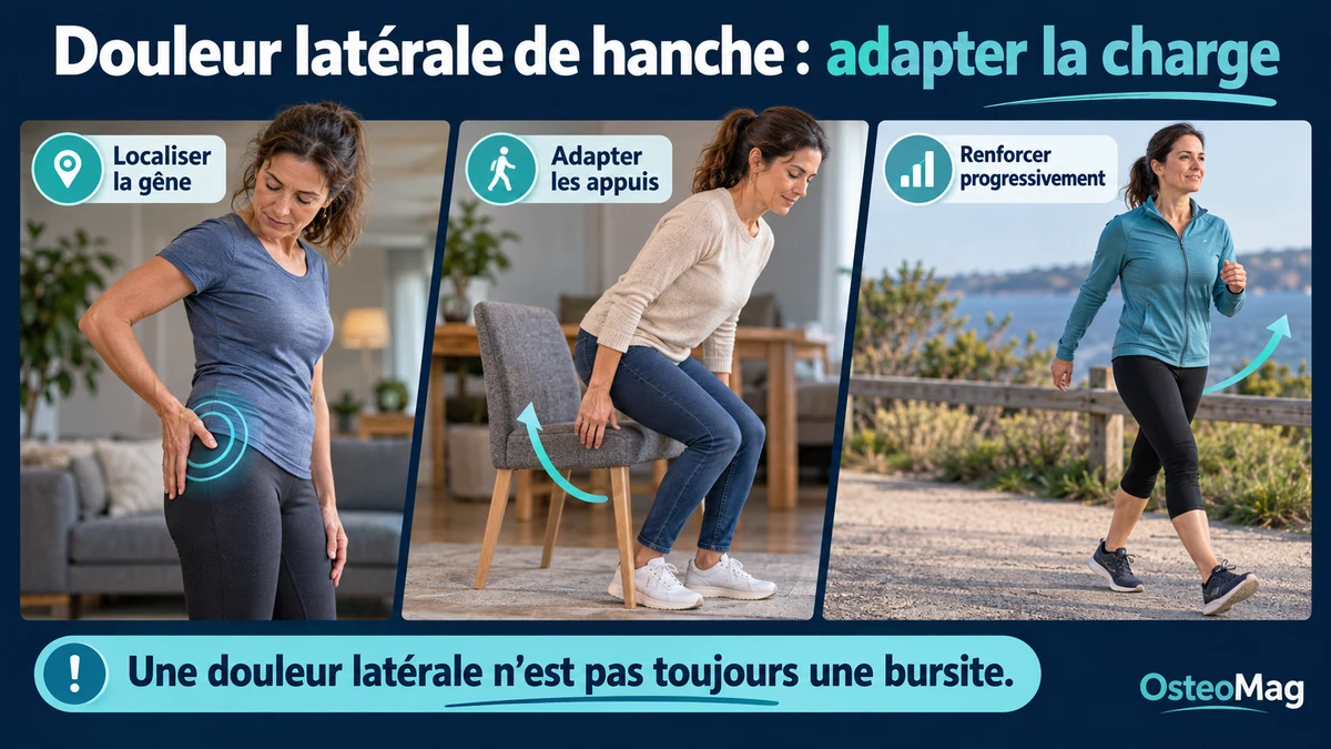 Adulte désigne côté externe hanche habillé, lever chaise, marche.