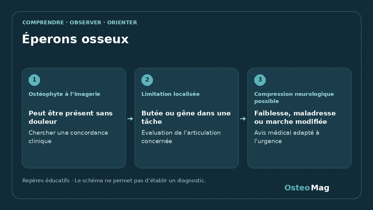 Schéma de repères : éperons osseux