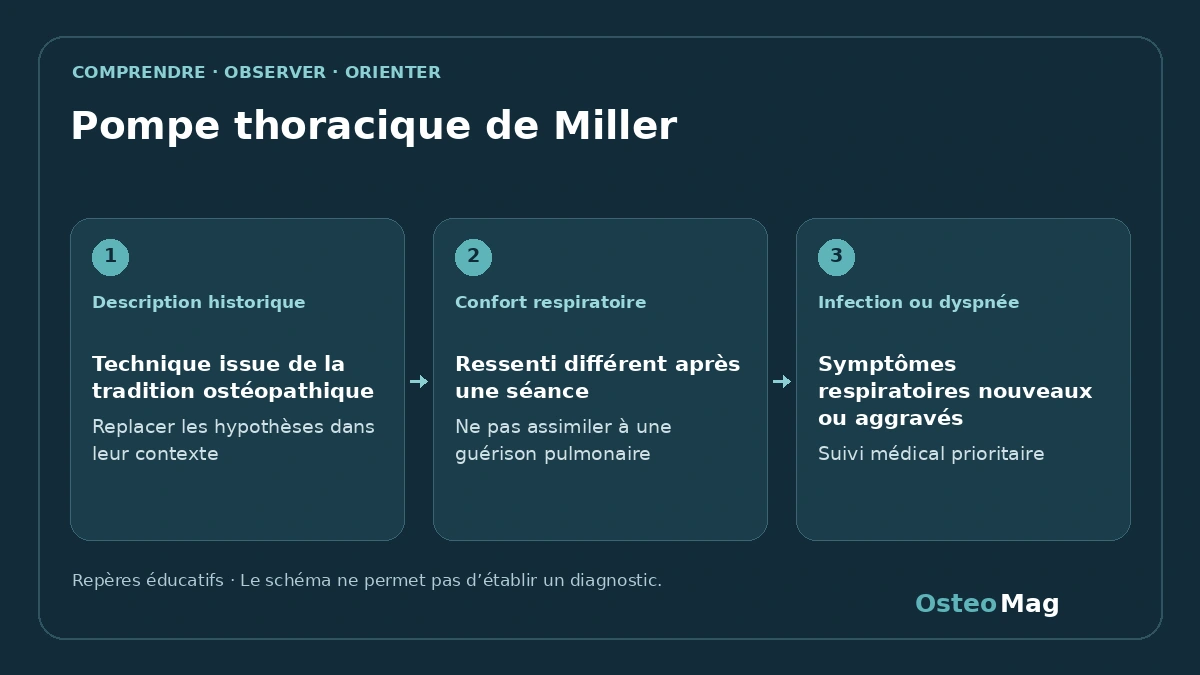 Schéma de repères : pompe thoracique de miller