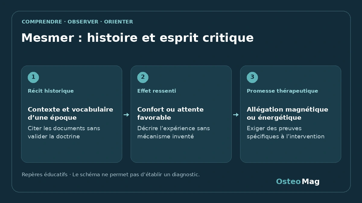 Schéma de repères : mesmer : histoire et esprit critique