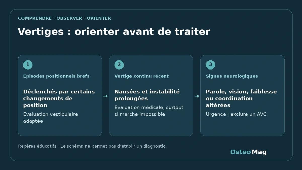 Schéma de repères : vertiges : orienter avant de traiter
