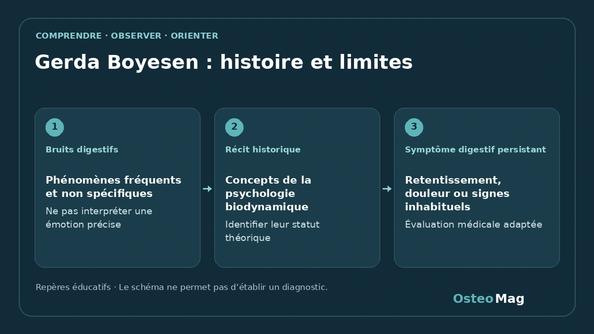 Schéma de repères : gerda boyesen : histoire et limites