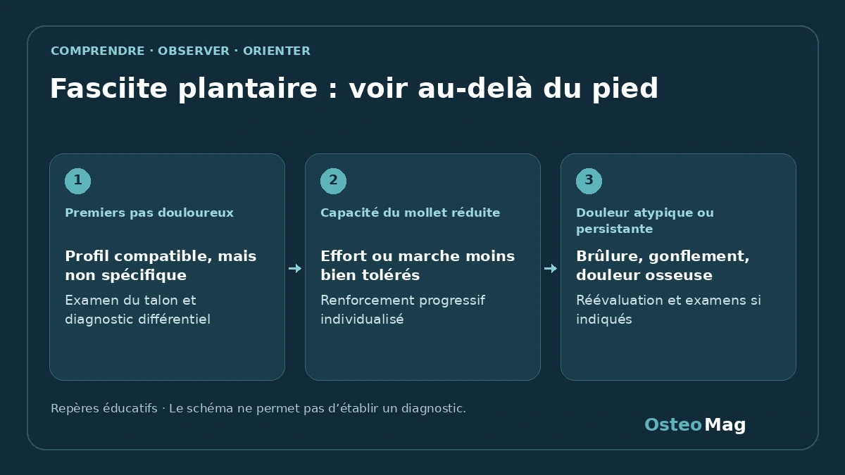 Schéma de repères : fasciite plantaire : voir au-delà du pied