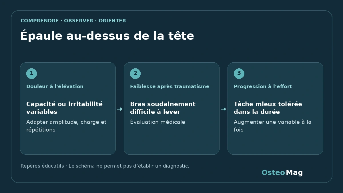Schéma de repères : épaule au-dessus de la tête