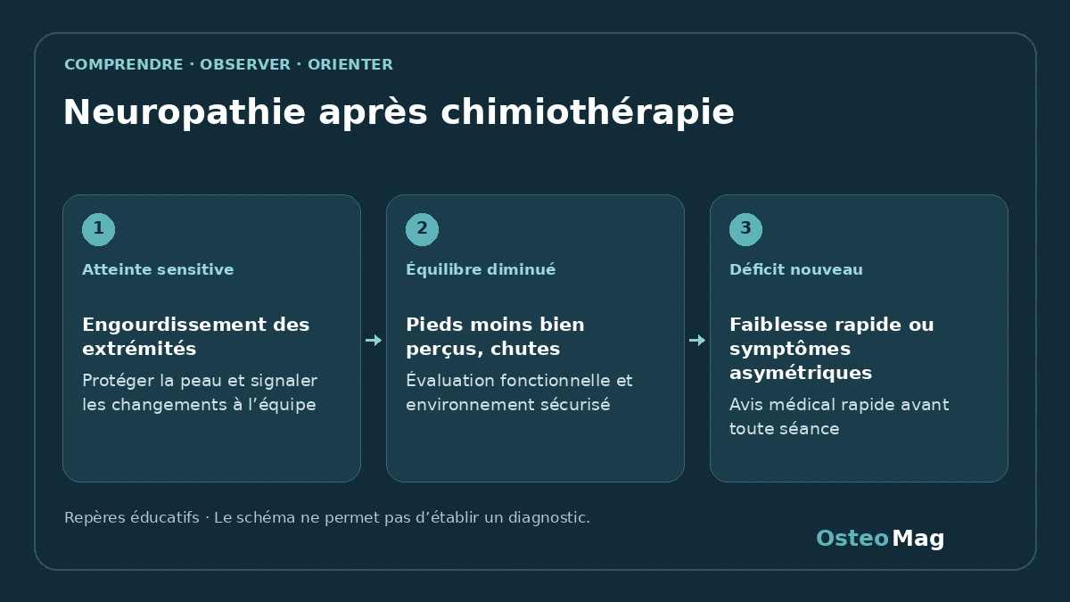 Schéma de repères : neuropathie après chimiothérapie