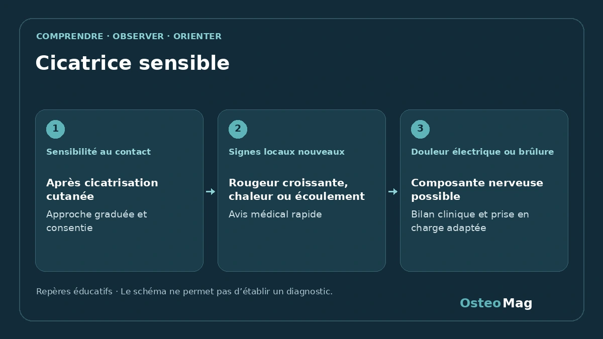 Schéma de repères : cicatrice sensible