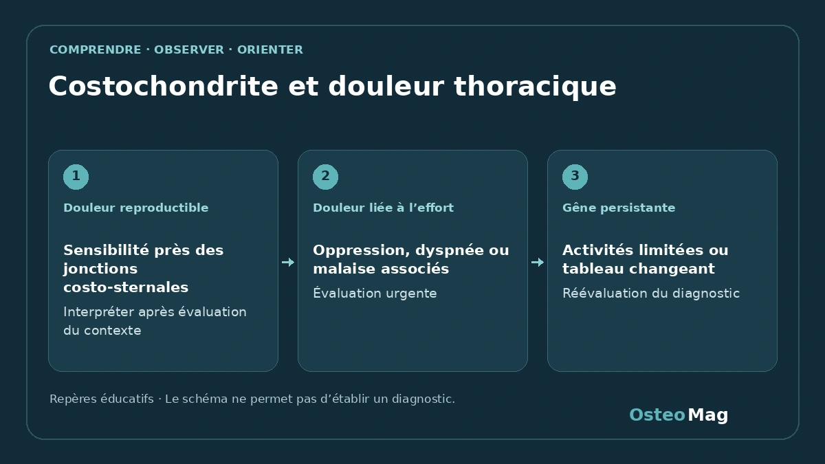Schéma de repères : costochondrite et douleur thoracique
