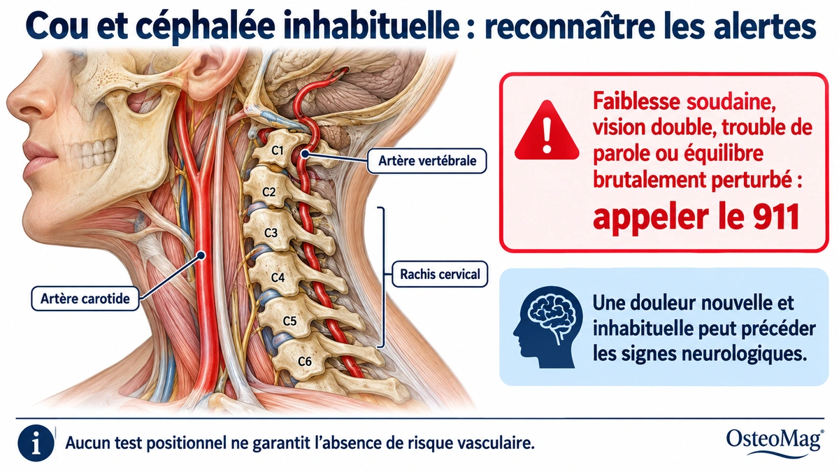 Artères cervicales et signes neurologiques soudains nécessitant un appel au 911.