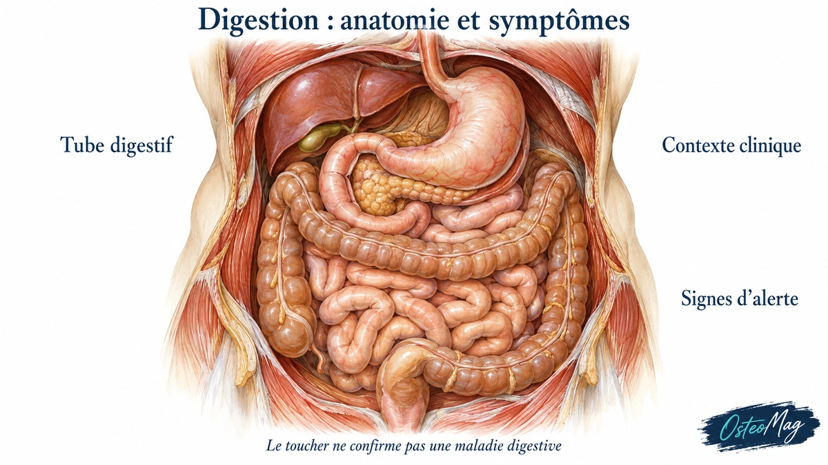 Illustration générale du tube digestif dans l’abdomen