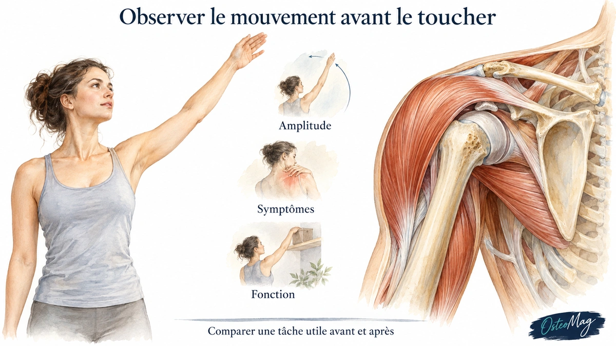 Observation du mouvement actif et illustration simplifiée de l’épaule