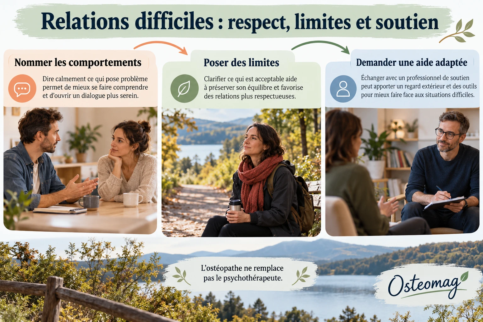Illustration de la description des comportements, des limites personnelles et du recours à un soutien professionnel.