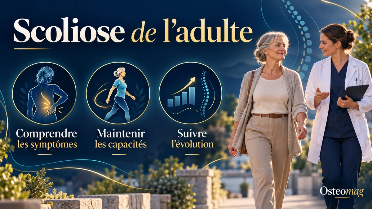 Adulte plus âgée accompagnée dans la marche, avec trois priorités : comprendre les symptômes, maintenir les capacités et suivre l’évolution.