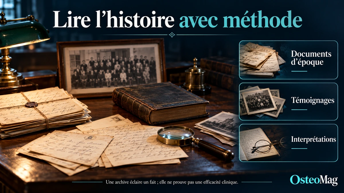 Illustration pédagogique de documents historiques et des niveaux de lecture des sources.